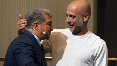 Pep Guardiola et Joan Laporta (Getty)