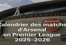 Calendrier des matchs d'Arsenal en Premier League 2025-2026