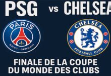 Affiche officielle de la finale PSG vs Chelsea au Mercedes Benz Stadium pour la Coupe du Monde des Clubs 2025