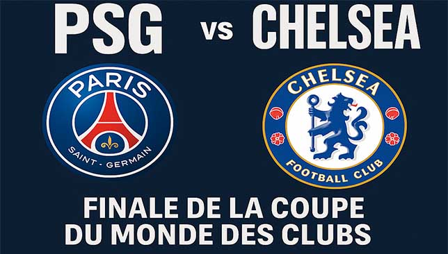 Affiche officielle de la finale PSG vs Chelsea au Mercedes Benz Stadium pour la Coupe du Monde des Clubs 2025