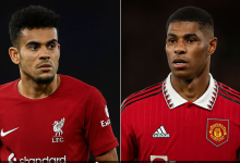 Luis Díaz en maillot de Liverpool et Marcus Rashford en maillot de Manchester United, ciblés par le FC Barcelone pour le mercato estival 2025