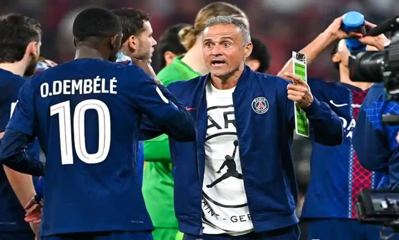 Ousmane Dembélé et Luis Enrique (PSG°