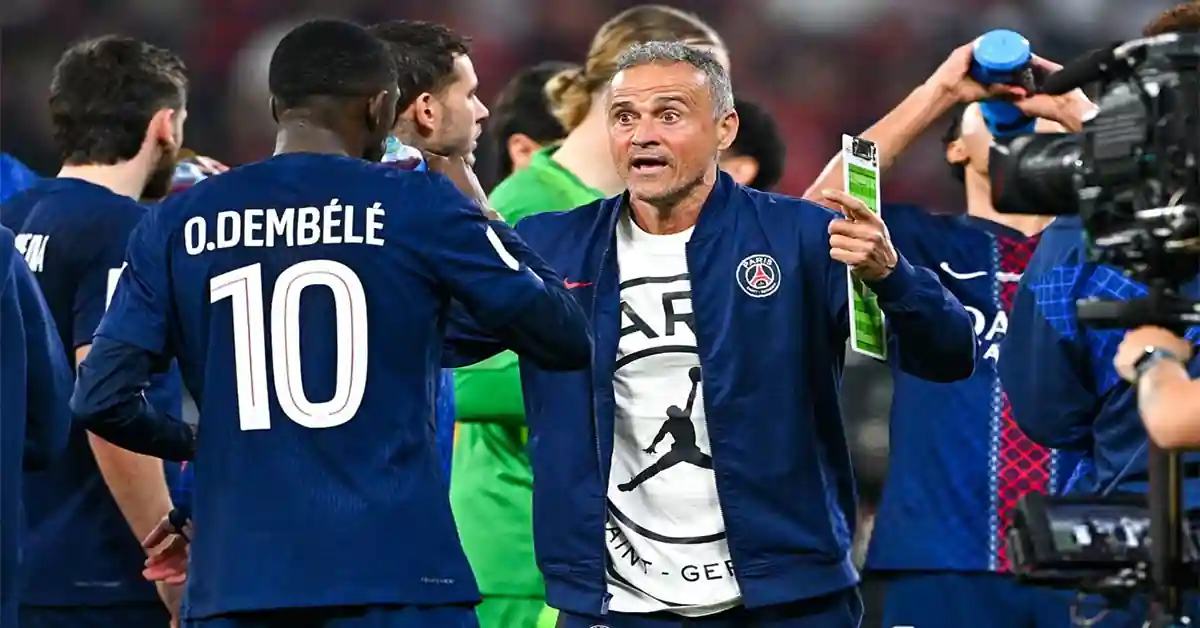 Ousmane Dembélé et Luis Enrique (PSG°